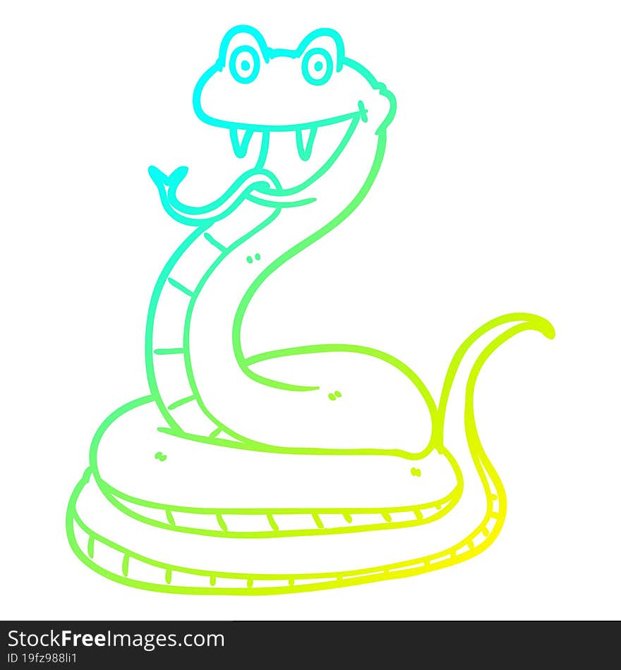 cold gradient line drawing cartoon happy snake