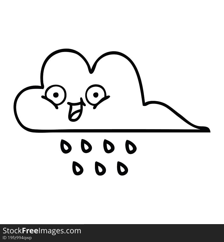 line drawing cartoon storm rain cloud