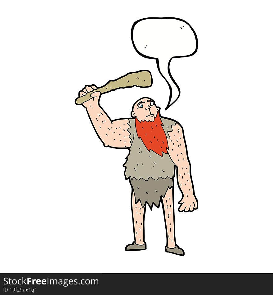 Cartoon Neanderthal With Speech Bubble