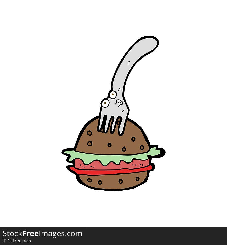 cartoon fork and burger