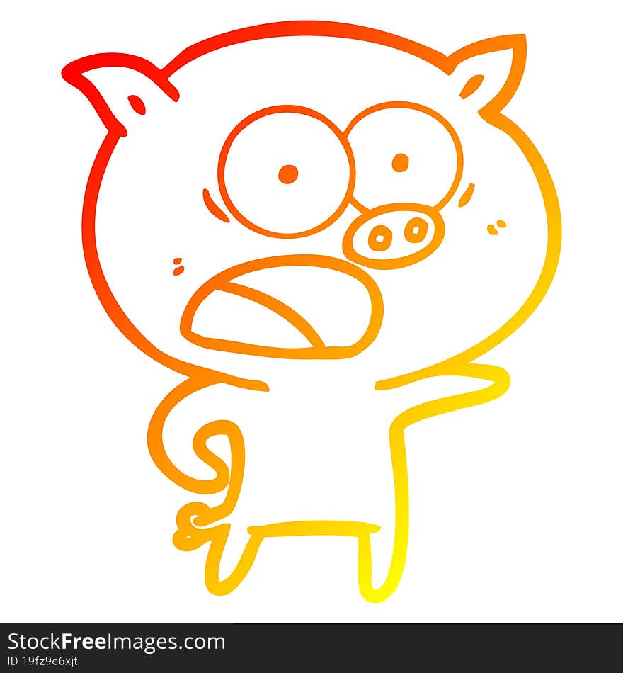 warm gradient line drawing of a cartoon pig shouting