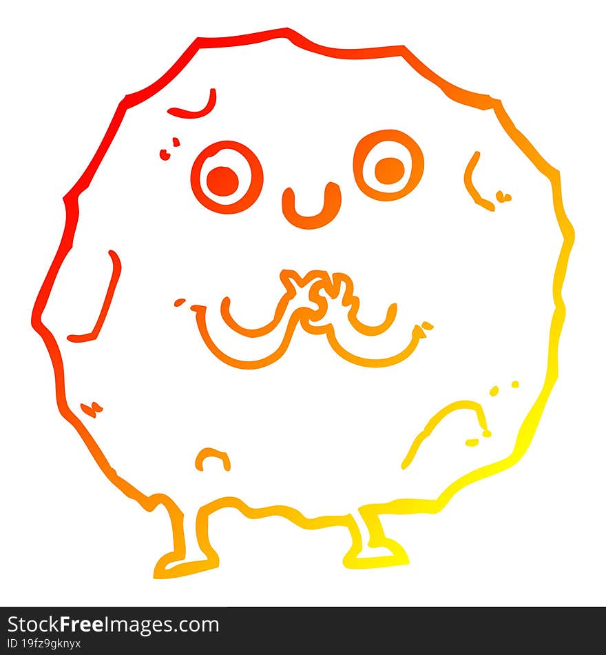 warm gradient line drawing cartoon rock character