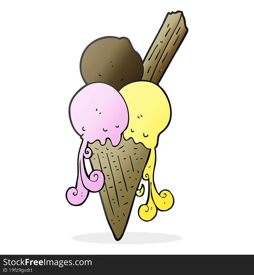 freehand drawn cartoon ice cream cone