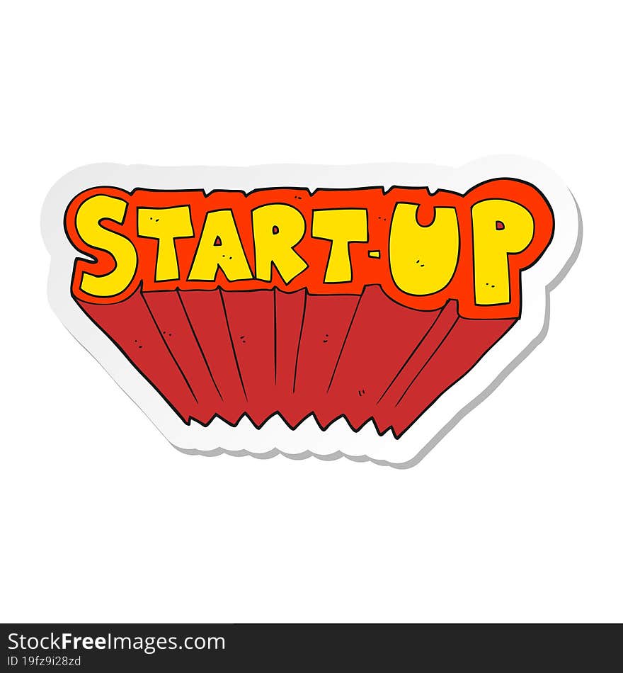 sticker of a cartoon startup symbol