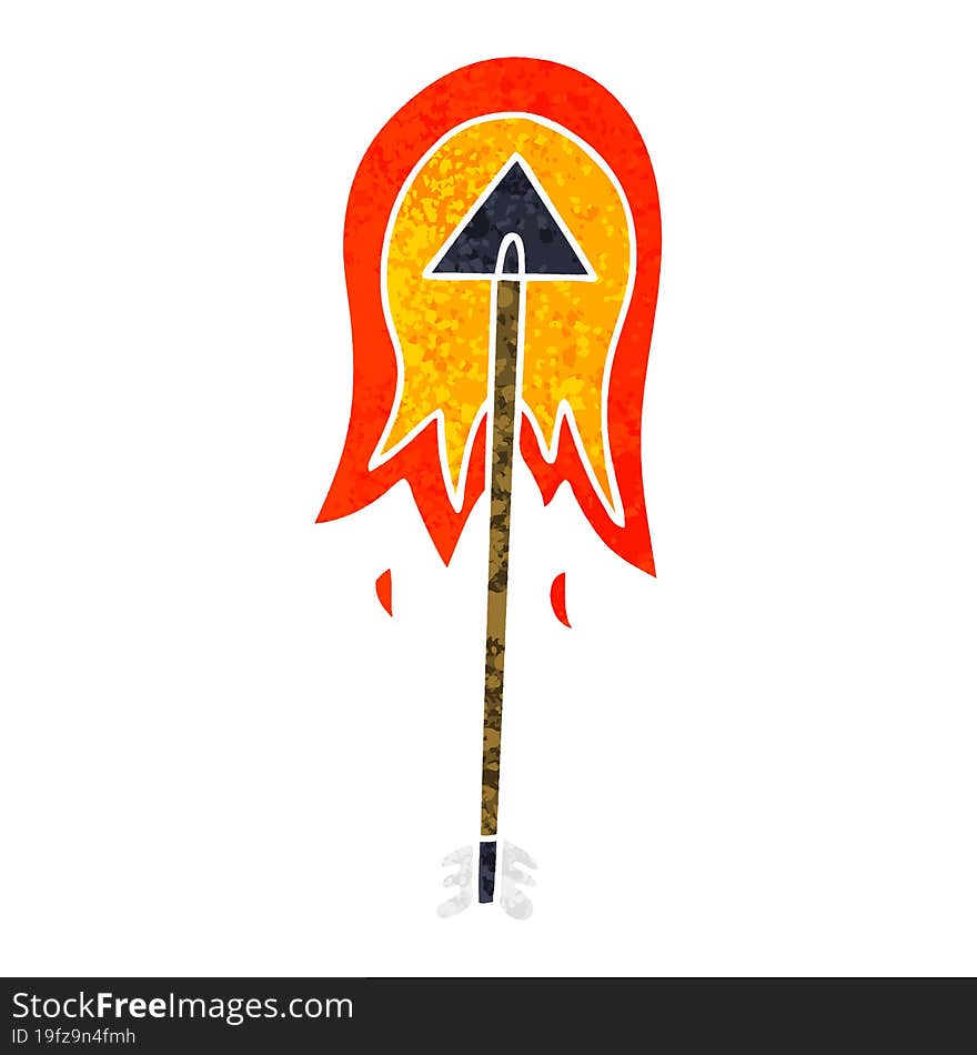 Quirky Retro Illustration Style Cartoon Burning Arrow