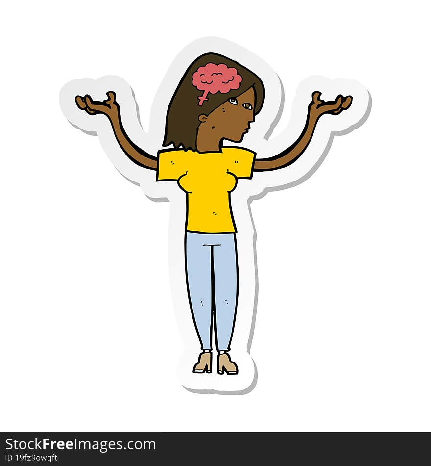 sticker of a cartoon intelligent woman