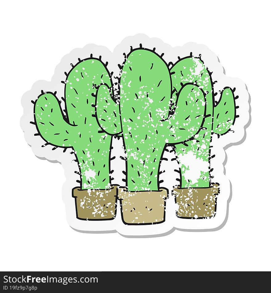 retro distressed sticker of a cartoon cactus