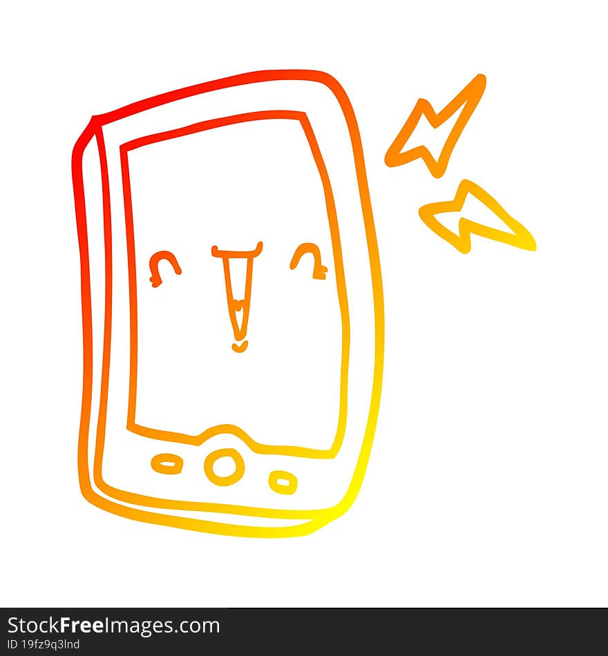 Warm Gradient Line Drawing Cute Cartoon Mobile Phone