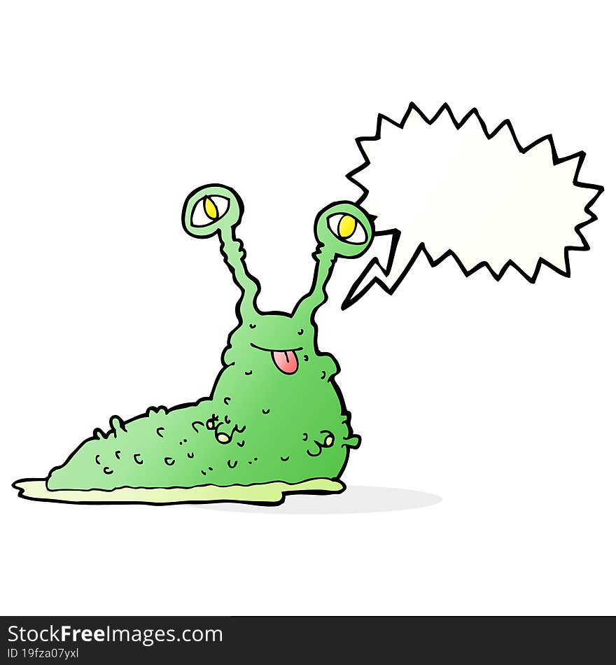 cartoon gross slug with speech bubble