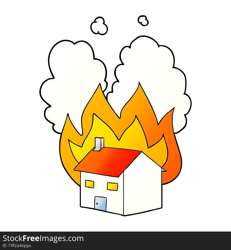 cartoon burning house. cartoon burning house