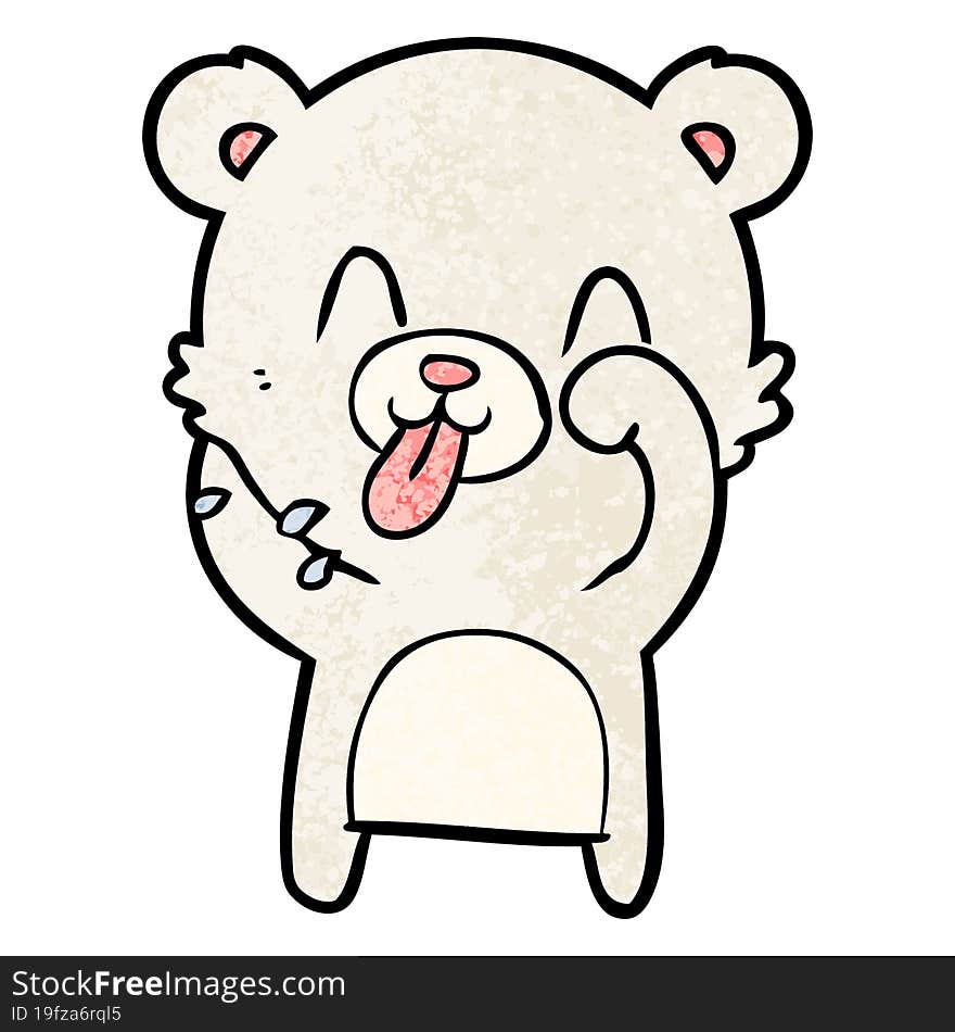 rude cartoon polar bear sticking out tongue. rude cartoon polar bear sticking out tongue