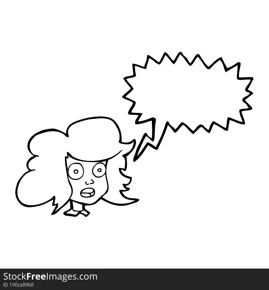 speech bubble cartoon surprised female face