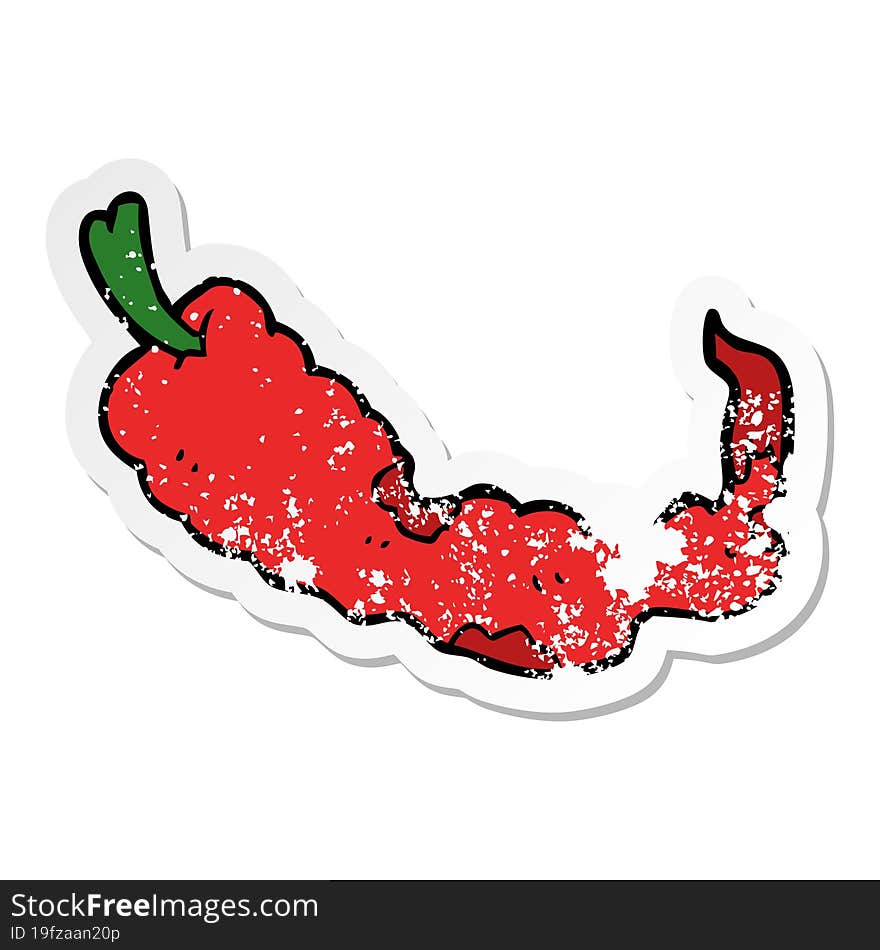 Distressed Sticker Of A Cartoon Chili Pepper