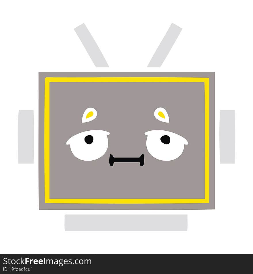 flat color retro cartoon robot head