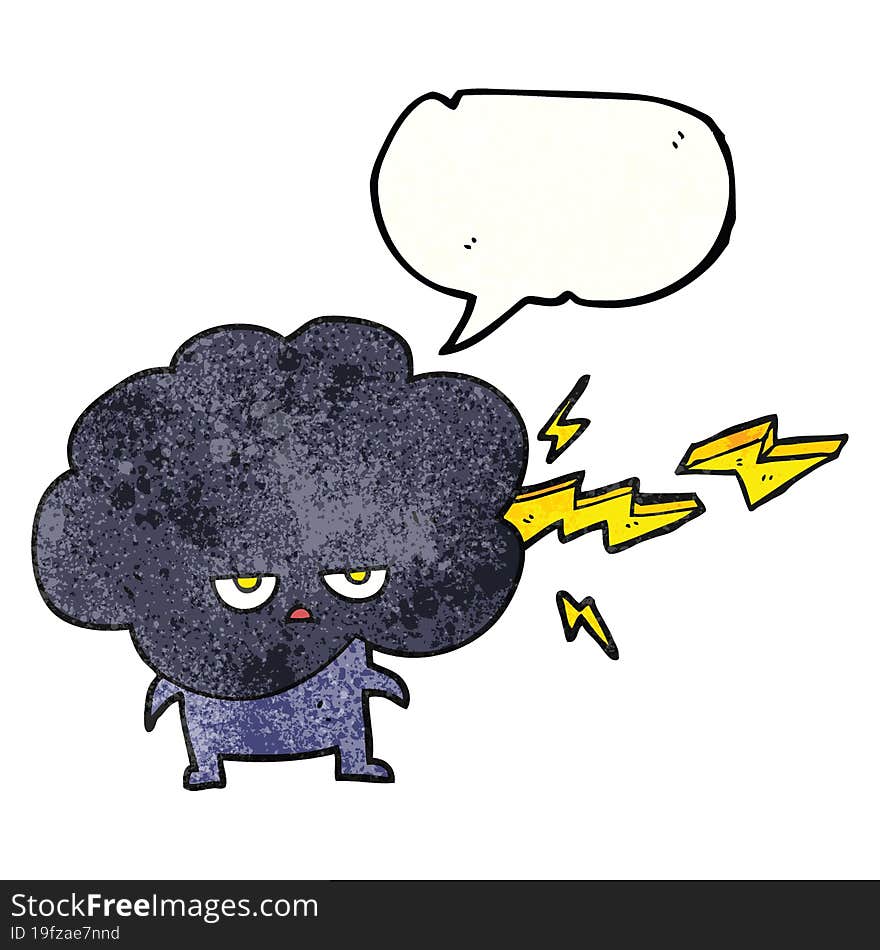 texture speech bubble cartoon raincloud character shooting lightning