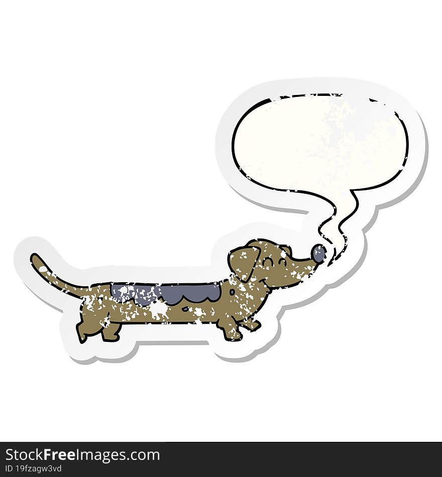 Cartoon Dog And Speech Bubble Distressed Sticker