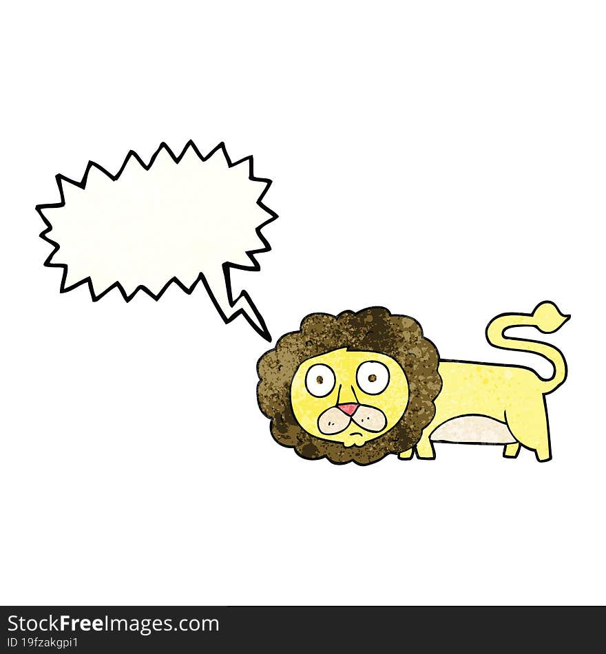 Speech Bubble Textured Cartoon Lion