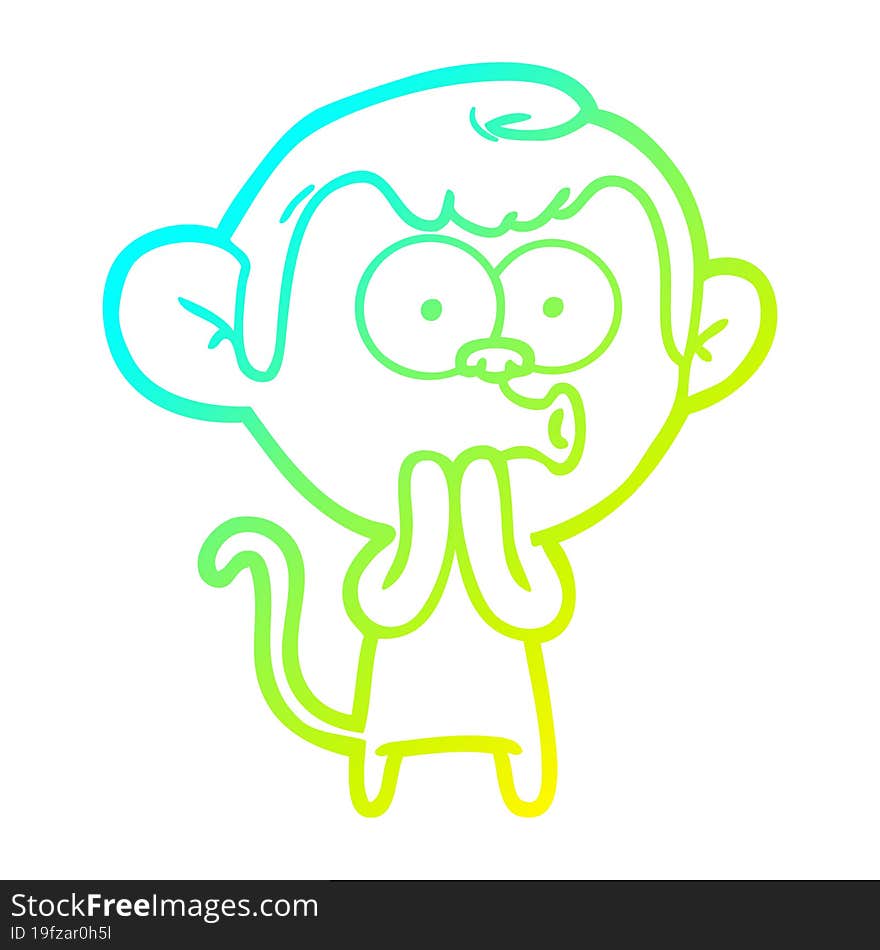 cold gradient line drawing cartoon hooting monkey