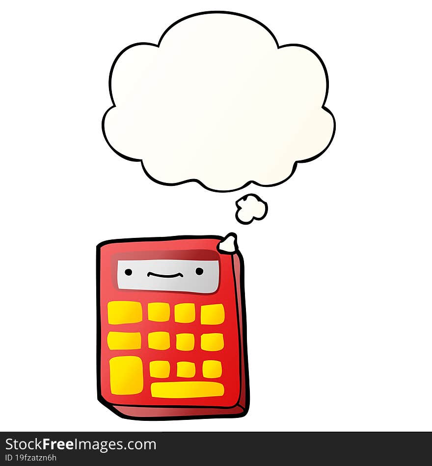 Cartoon Calculator And Thought Bubble In Smooth Gradient Style