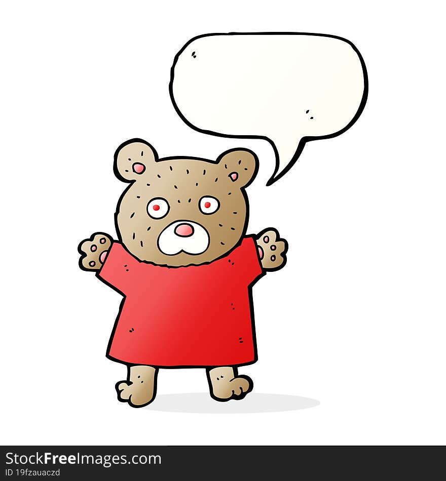 cartoon cute teddy bear with speech bubble