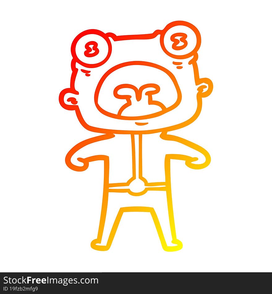 warm gradient line drawing cartoon weird alien shouting