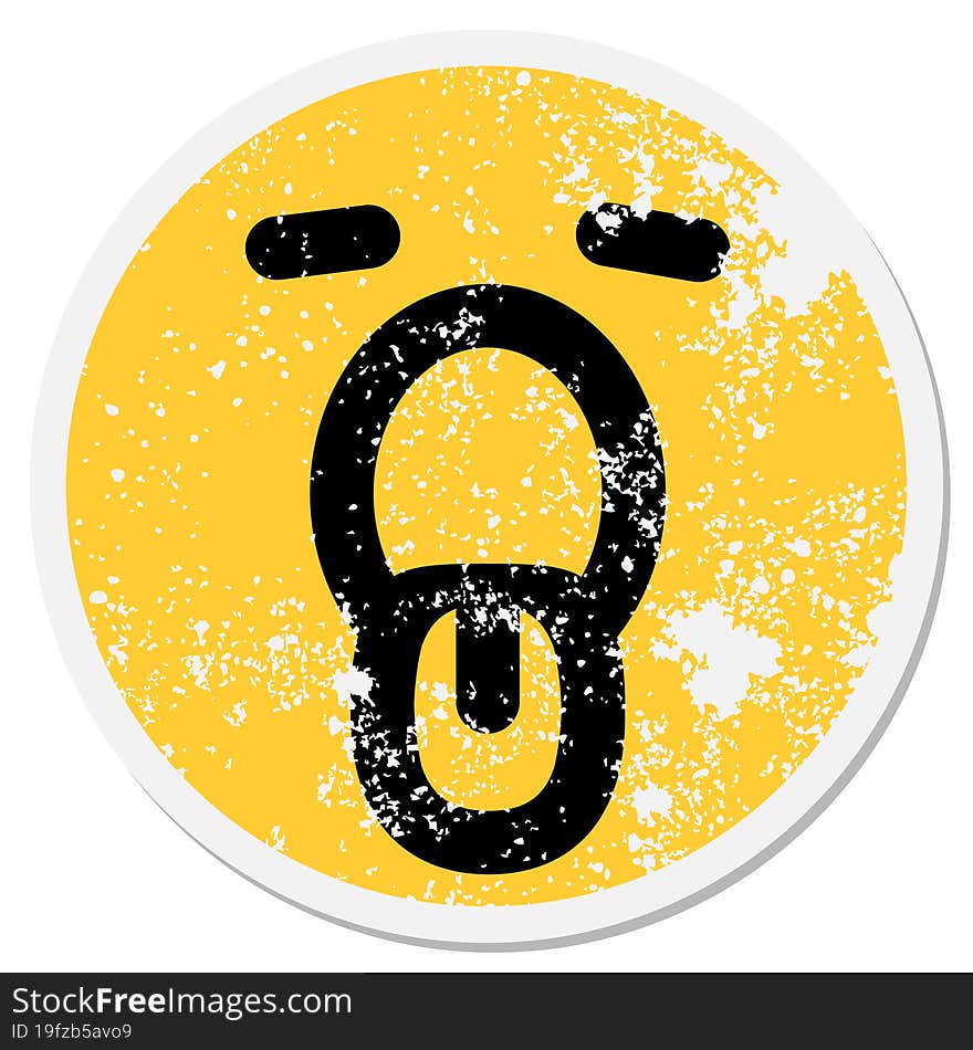 yawning tired face circular sticker