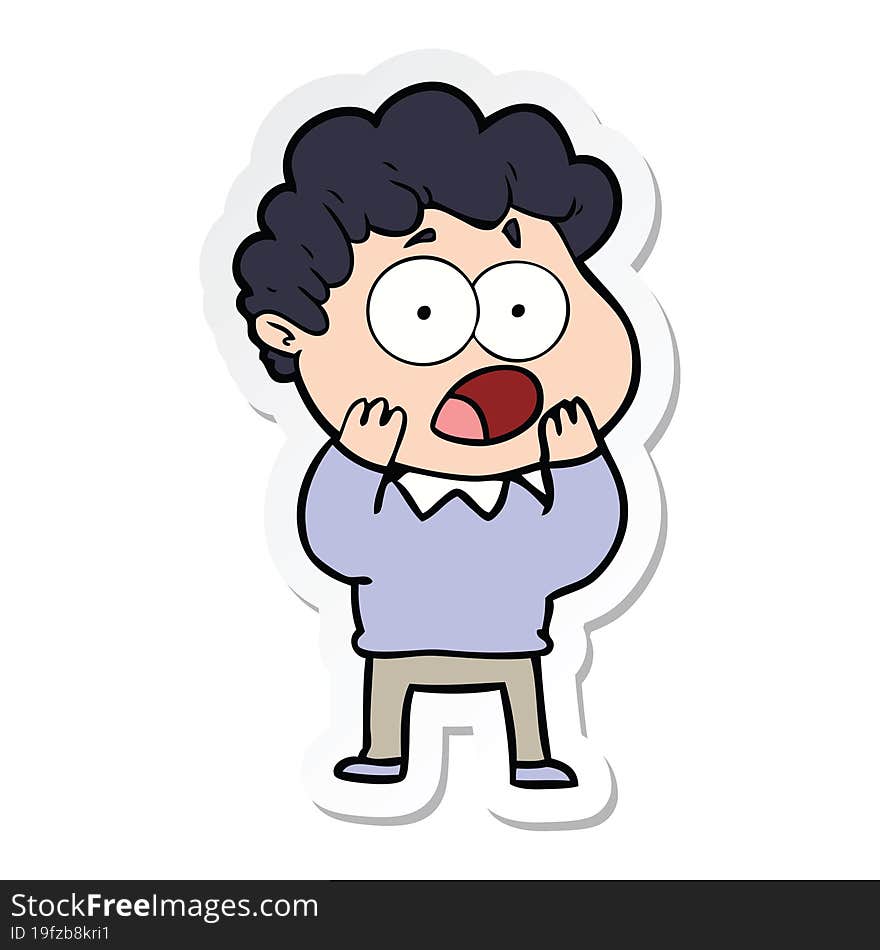 sticker of a cartoon man gasping in surprise