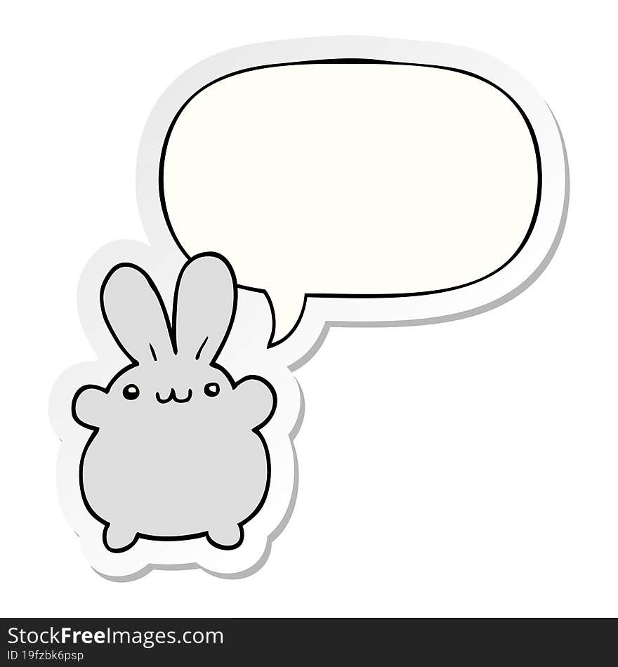 cartoon rabbit with speech bubble sticker. cartoon rabbit with speech bubble sticker