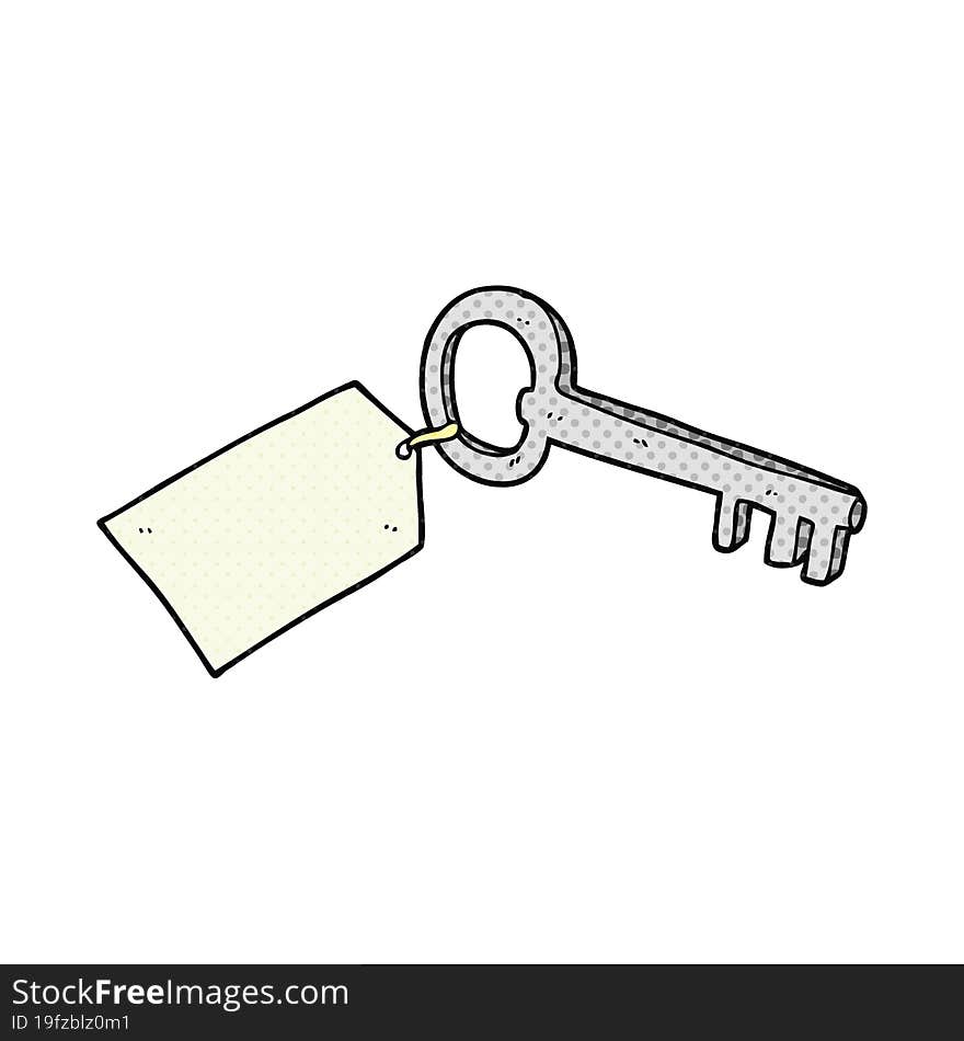 cartoon key with tag