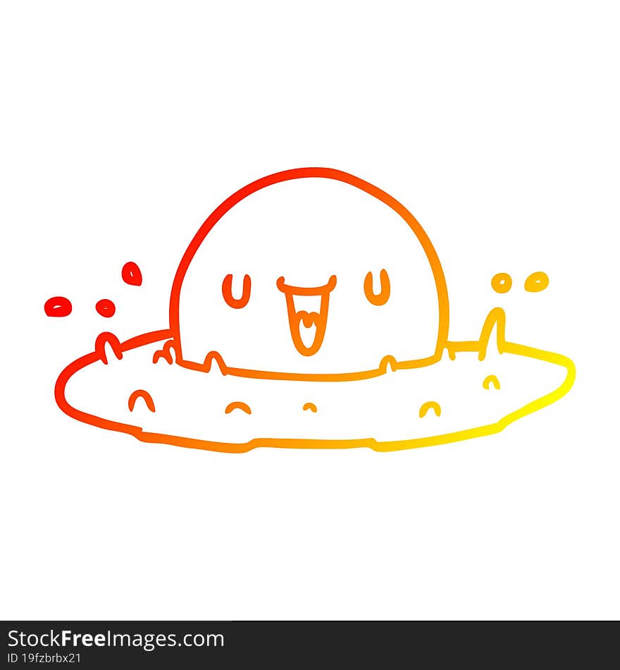 warm gradient line drawing of a happy egg