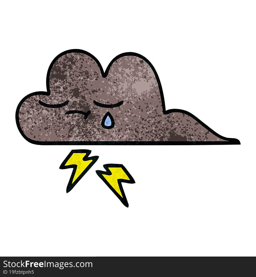 Retro Grunge Texture Cartoon Storm Cloud