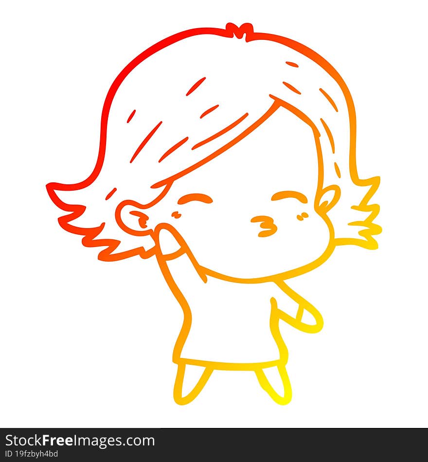 warm gradient line drawing cartoon woman