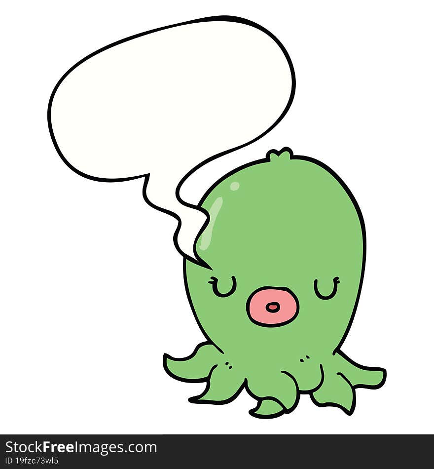 cartoon octopus and speech bubble