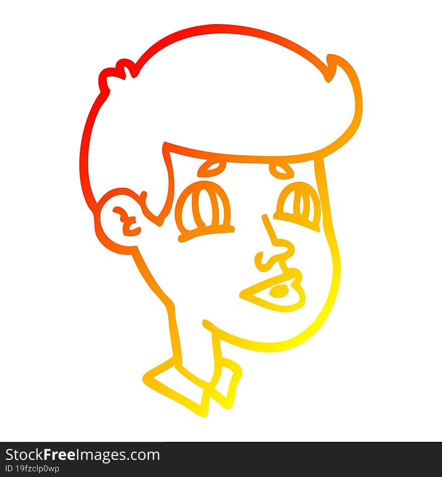 warm gradient line drawing of a cartoon boy face