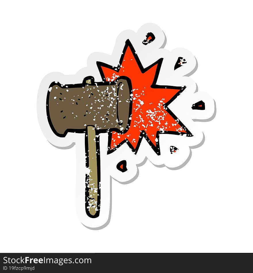 retro distressed sticker of a cartoon banging gavel