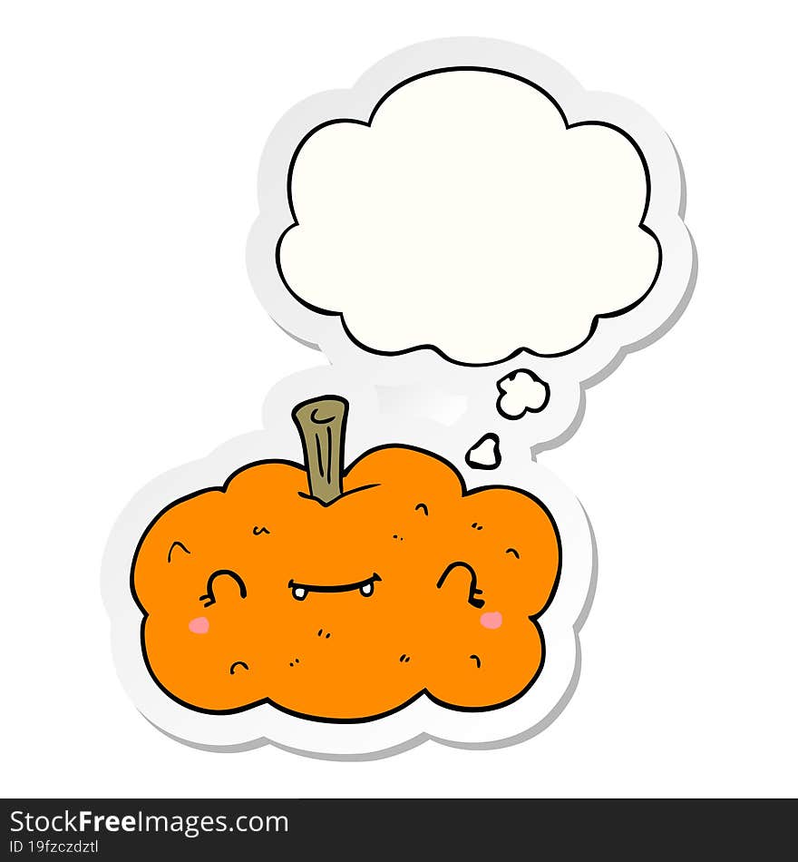 cartoon pumpkin and thought bubble as a printed sticker