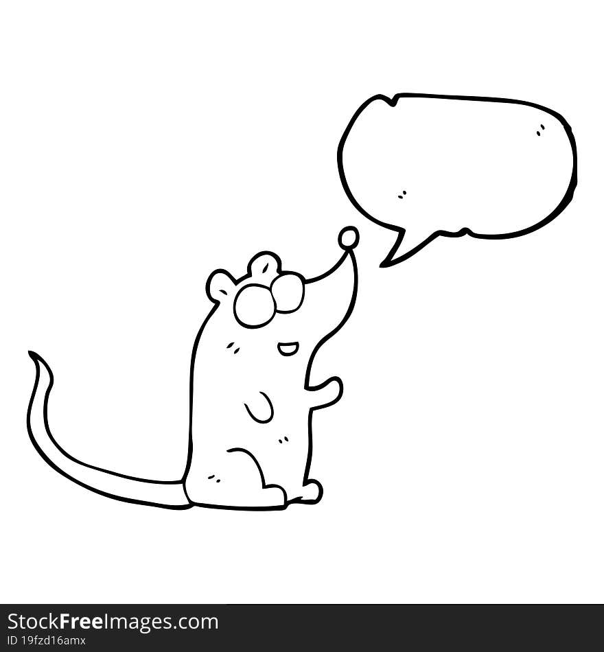 freehand drawn speech bubble cartoon mouse