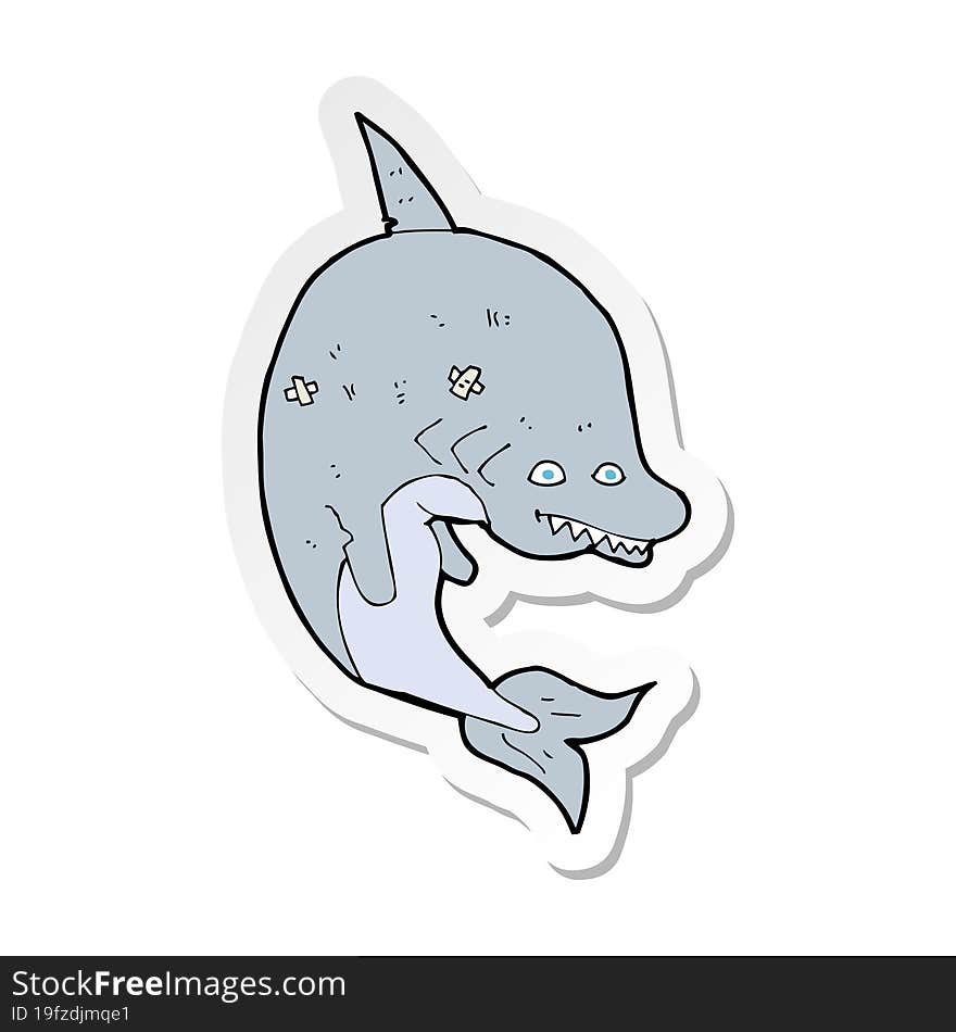 Sticker Of A Cartoon Shark