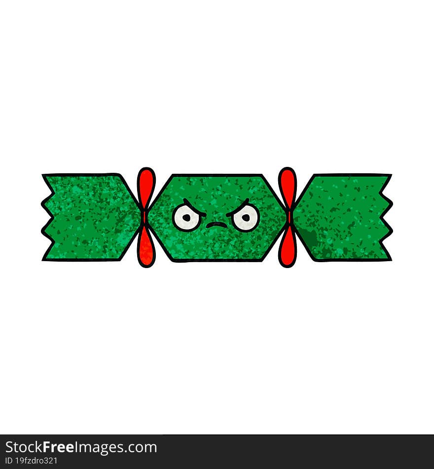 retro grunge texture cartoon of a christmas cracker