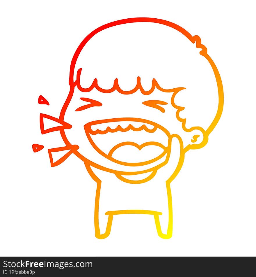 warm gradient line drawing of a cartoon laughing man