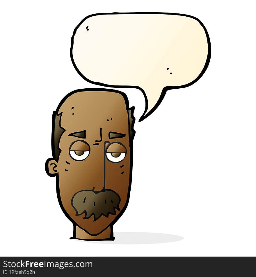 cartoon bored old man with speech bubble