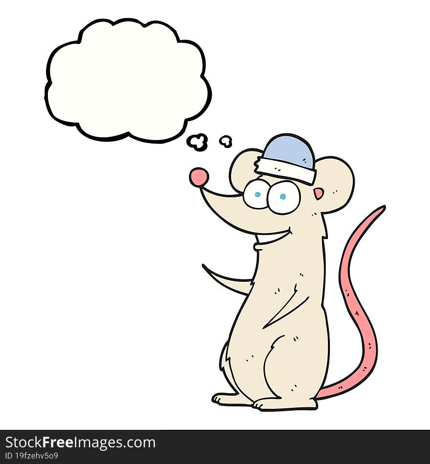 freehand drawn thought bubble cartoon happy mouse