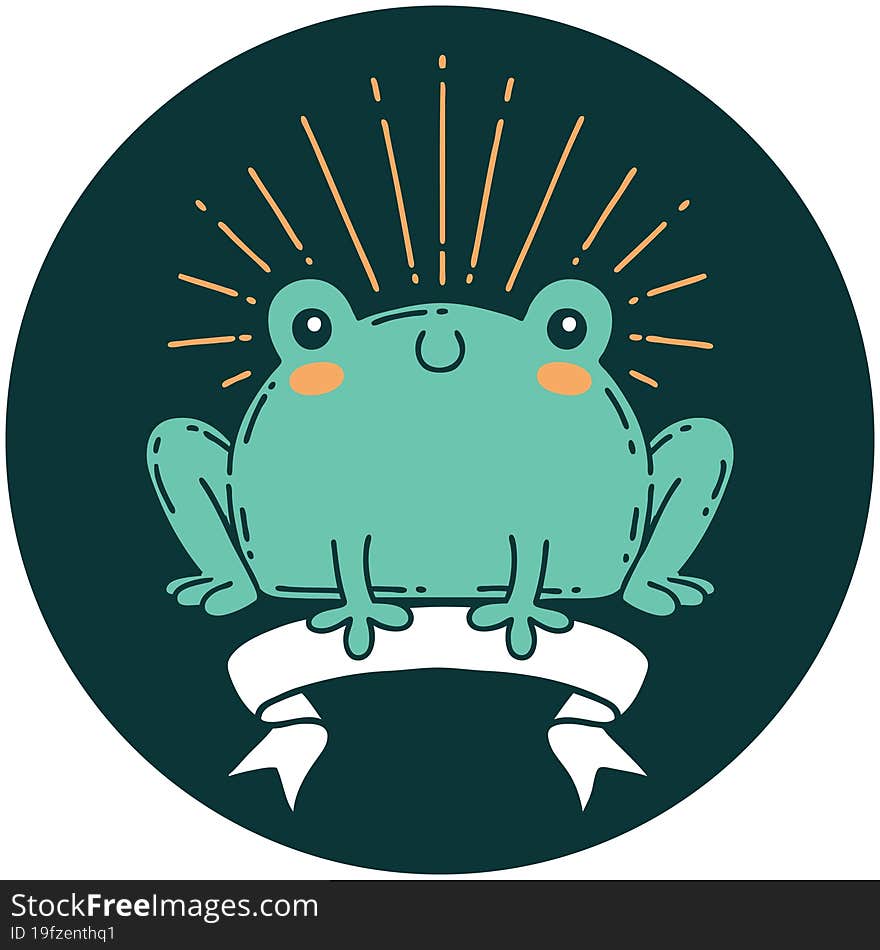 icon of tattoo style happy frog