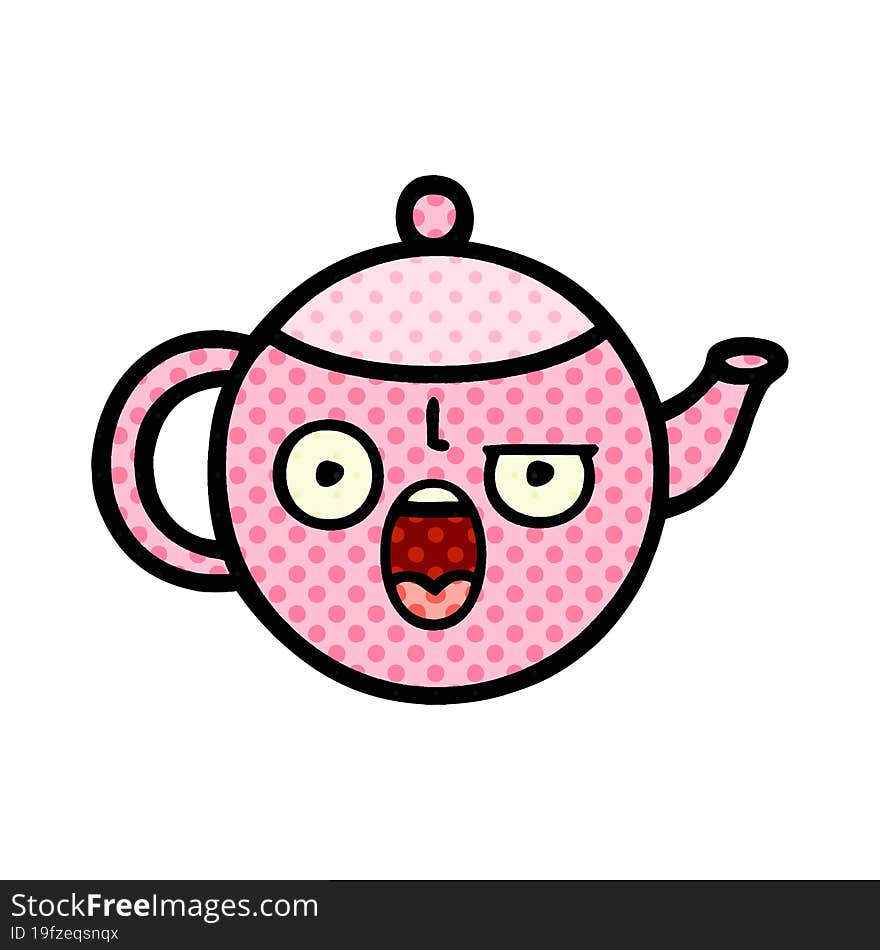 comic book style cartoon teapot