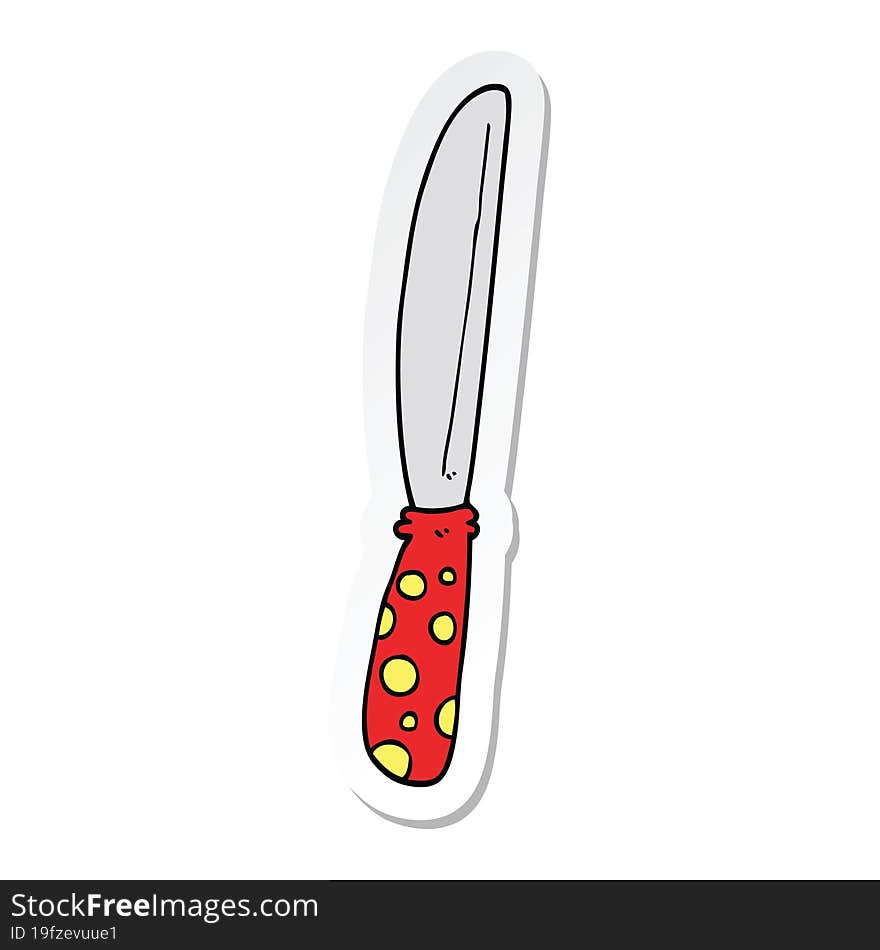 Sticker Of A Cartoon Knife