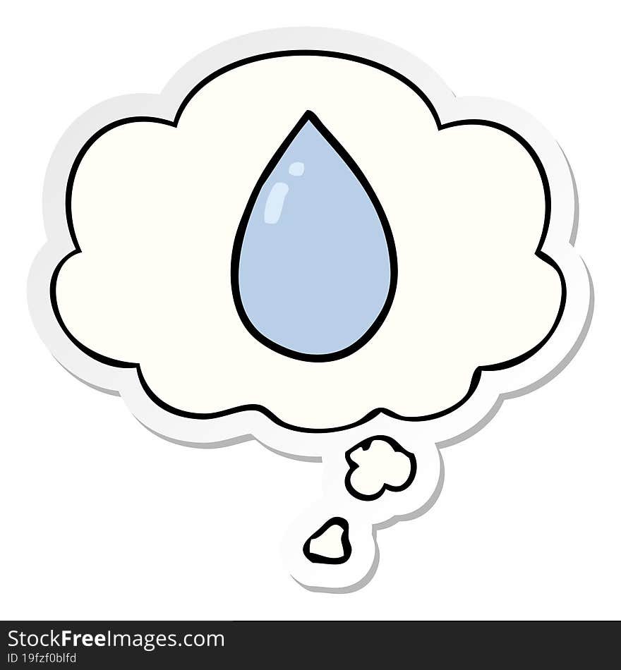 cartoon water droplet with thought bubble as a printed sticker