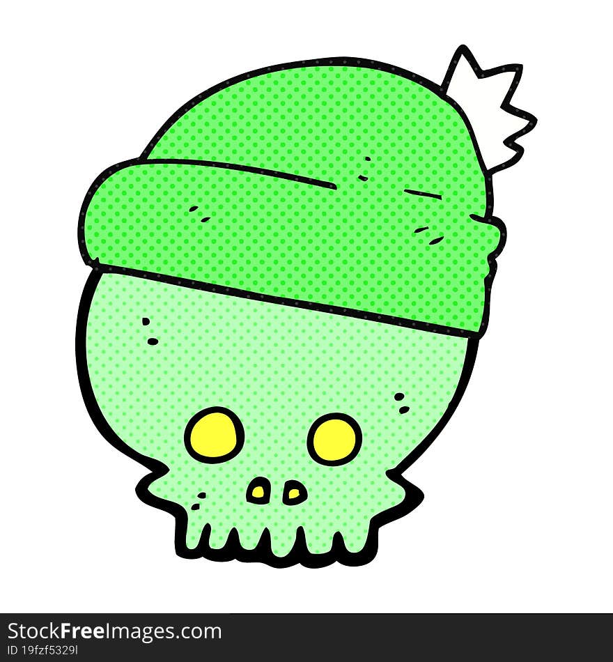 Cartoon Skull Wearing Hat