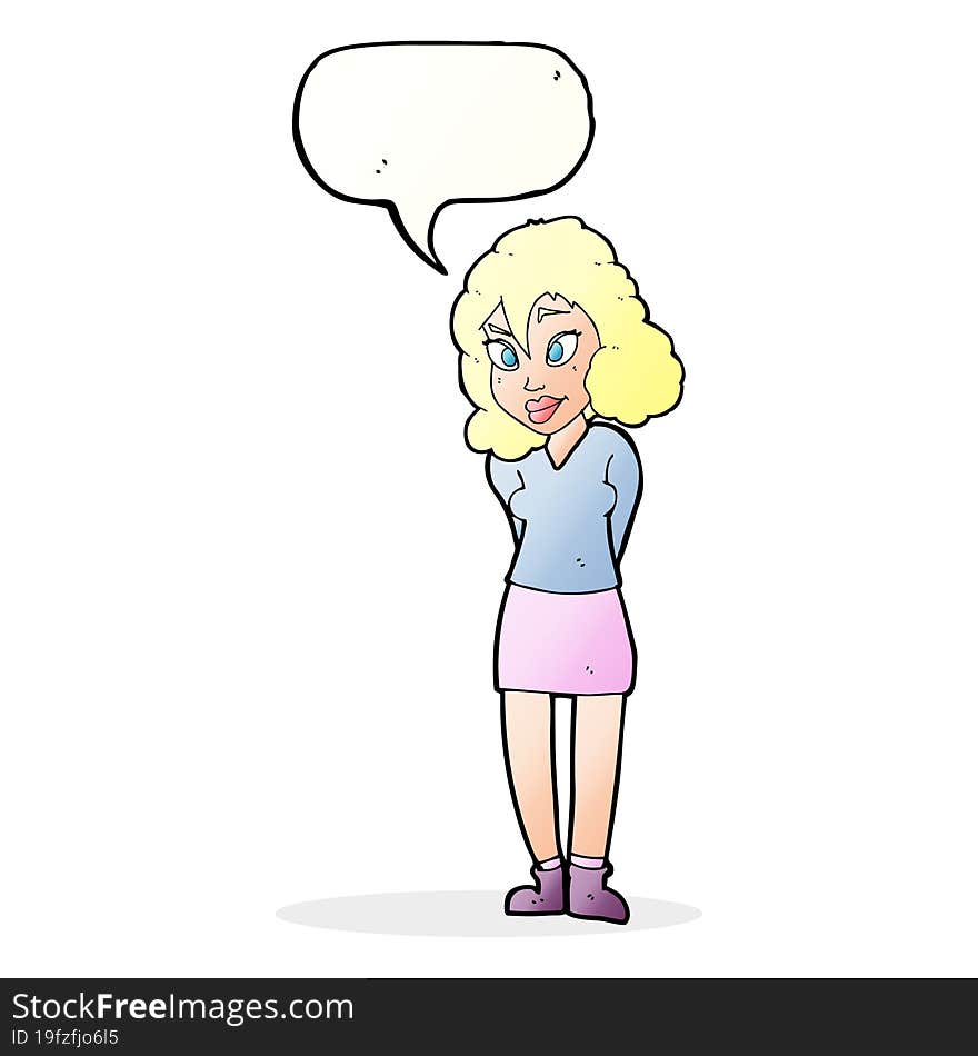 cartoon confused woman with speech bubble