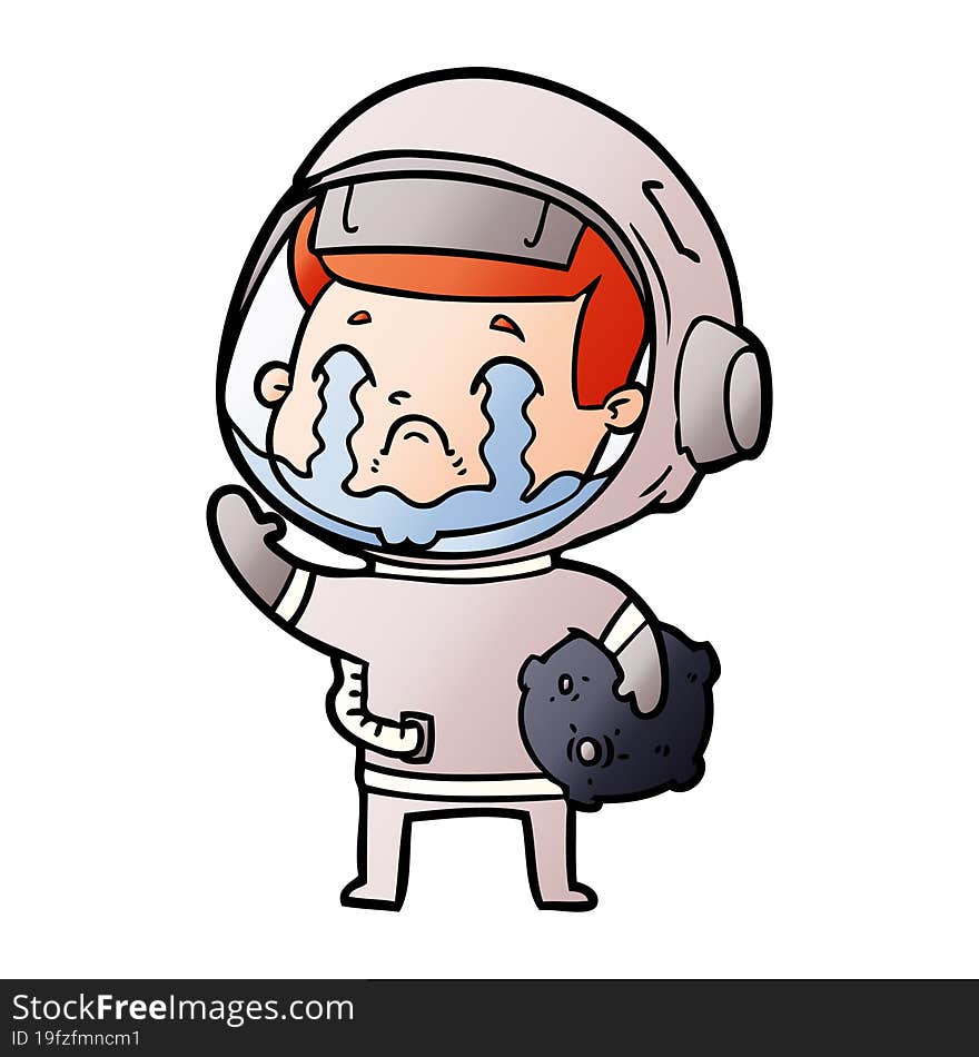 cartoon crying astronaut. cartoon crying astronaut