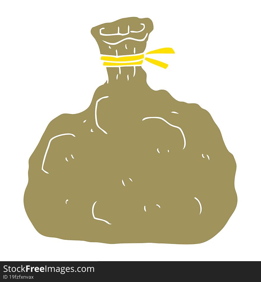 flat color illustration of a cartoon tied sack